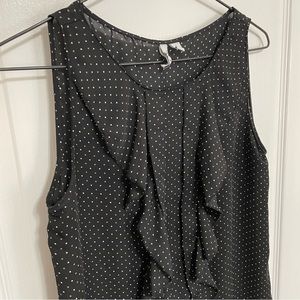Elle Sleeveless Blouse with Ruffle & Polka Dots